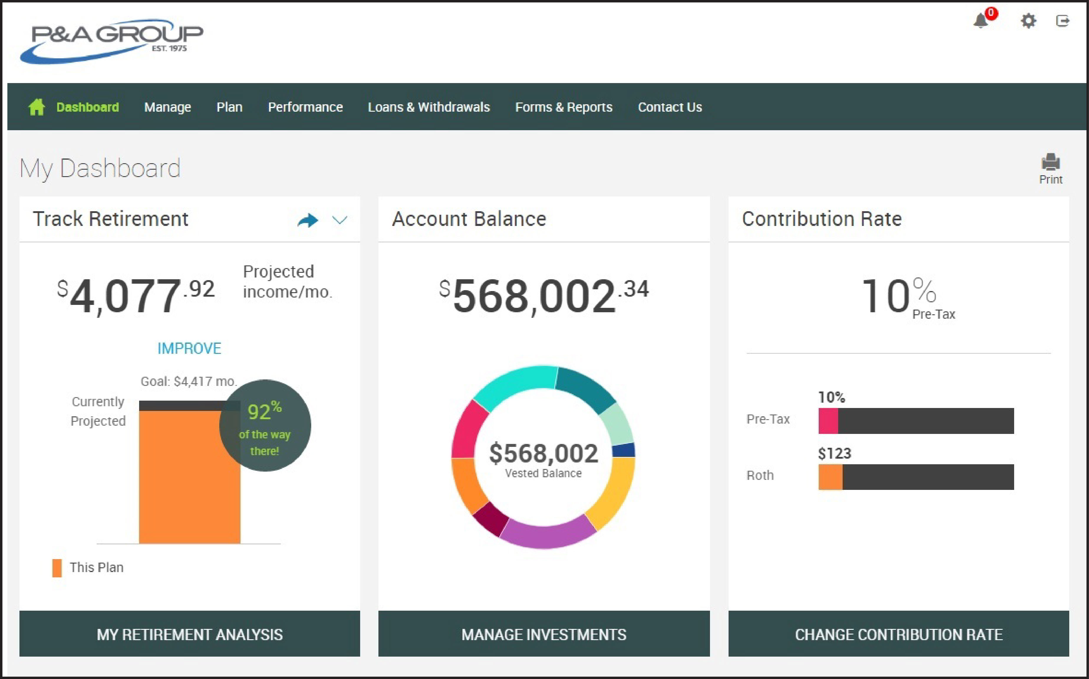 Dashboard - new retirement portal - track retirement