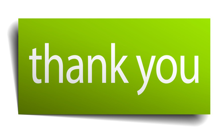 thank you square paper sign isolated on white