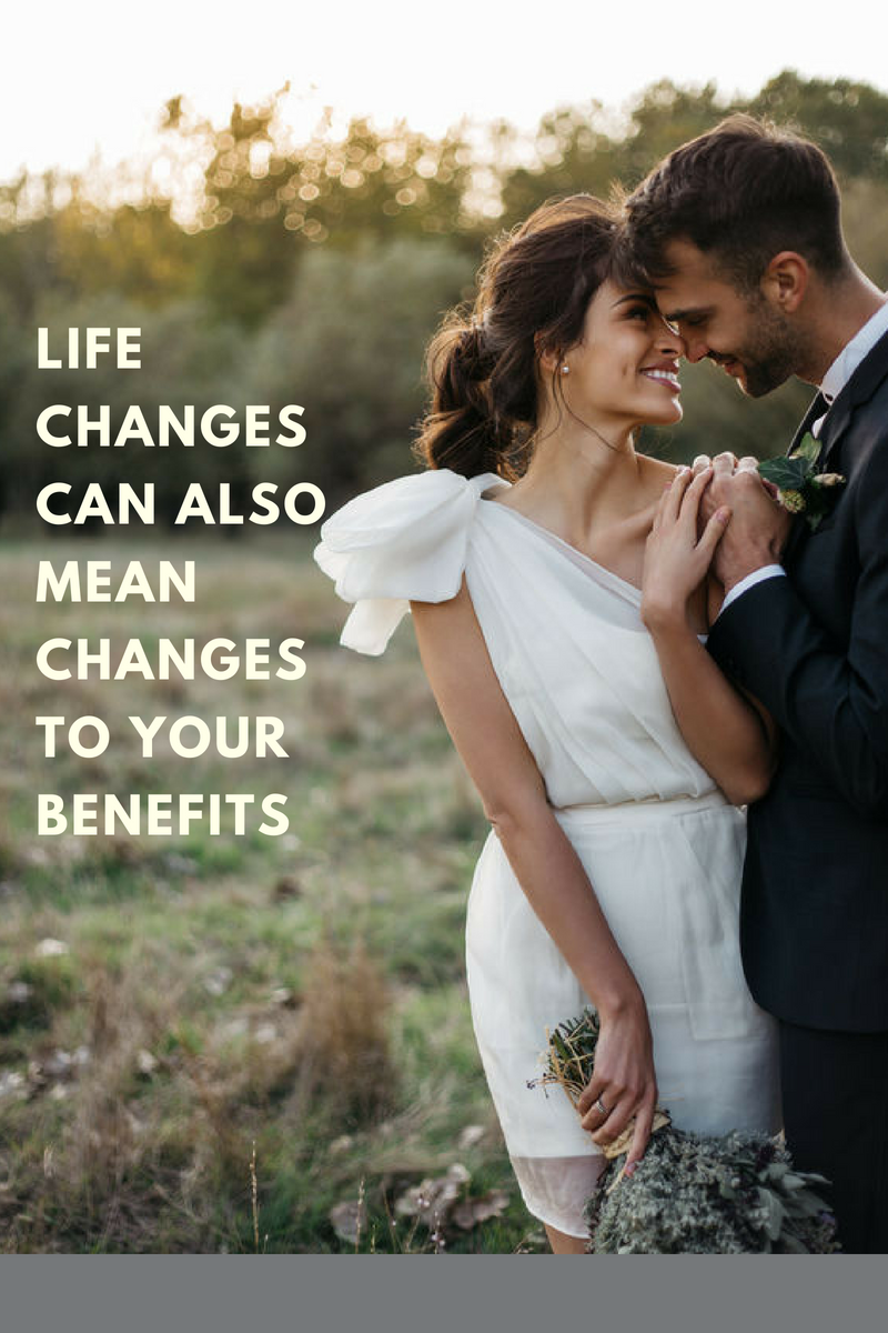 Happily married couple reviewing their benefits.
